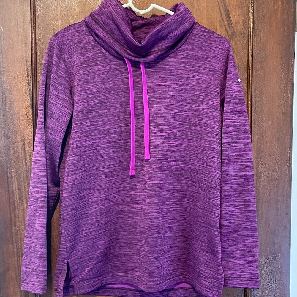 Columbia Sweatshirt Womens Medium Funnel Neck Heathered Purple Sweater Size S